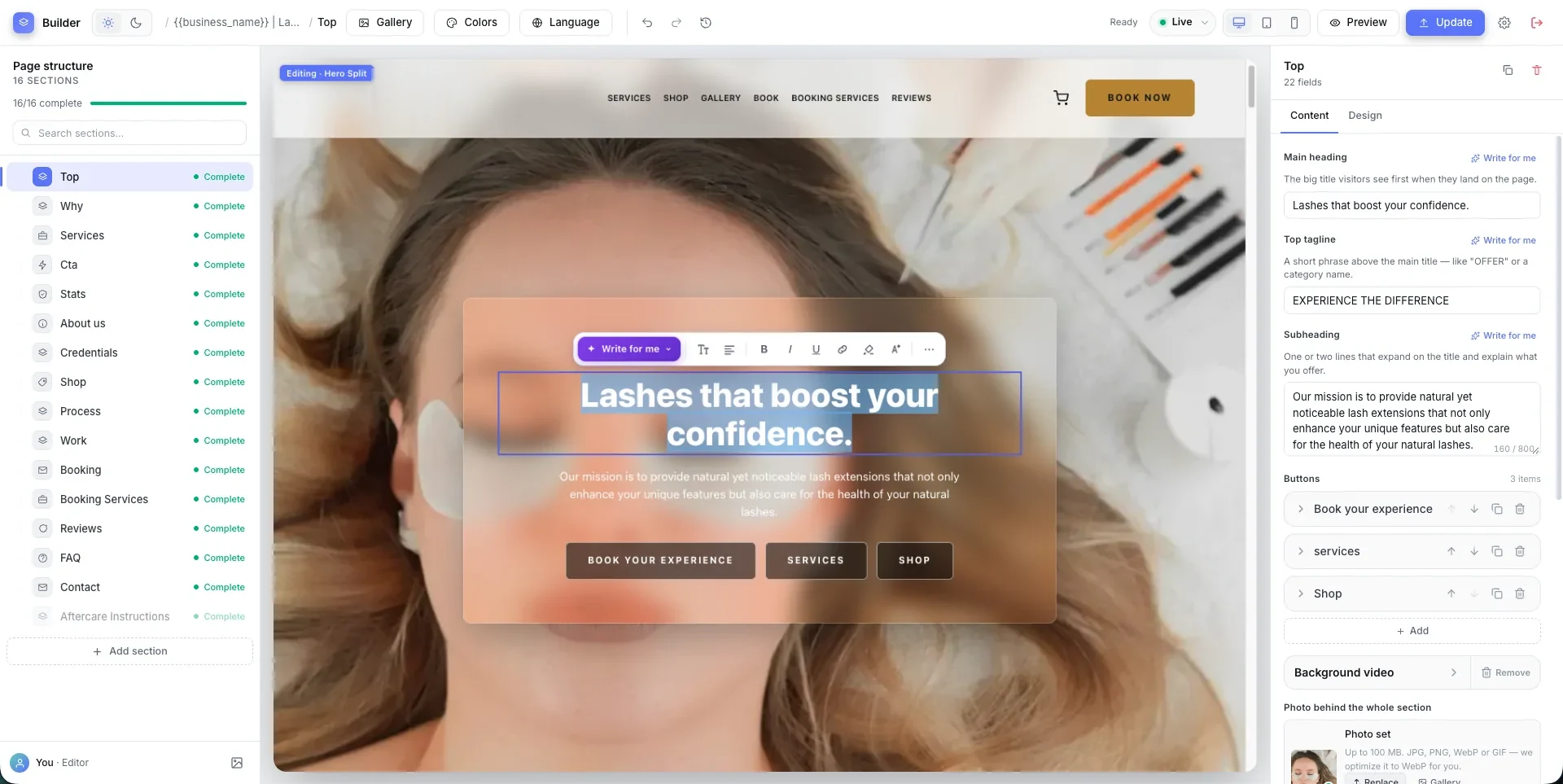 The Salesio Builder — a professional design tool